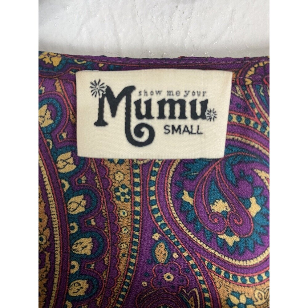 Show Me Your Mumu Womens Shirt Adult Size Small Tunic Purple Paisley Sheer Top - Picture 6 of 7